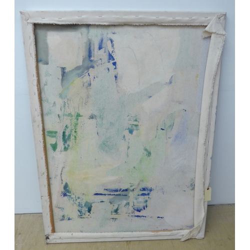 7029 - MARTIN WALTON (1939-2018) A large oil on canvas, untitled abstract composition with blue cross and h... 