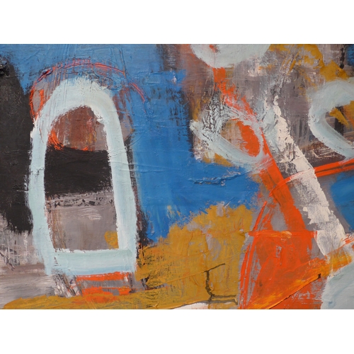 7032 - MARTIN WALTON (1939-2018) A large textured oil on canvas, untitled abstract composition with turquoi... 