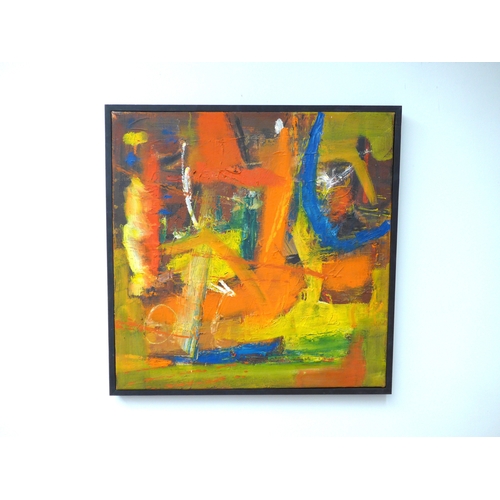 7051 - MARTIN WALTON (1939-2018) A textured oil on canvas, untitled abstract composition in orange and blue... 