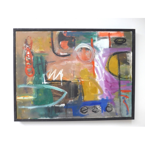 7053 - MARTIN WALTON (1939-2018) An oil on canvas, untitled abstract composition in multi colours with orga... 
