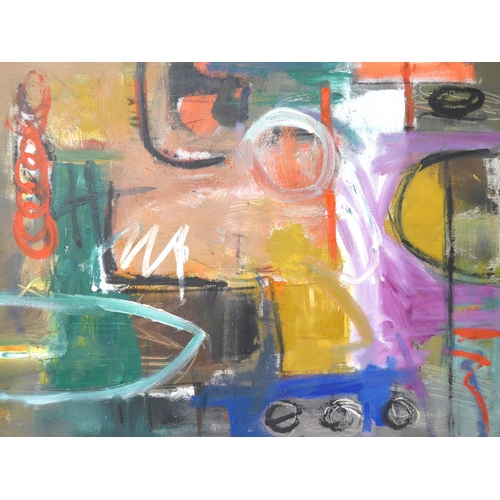 7053 - MARTIN WALTON (1939-2018) An oil on canvas, untitled abstract composition in multi colours with orga... 