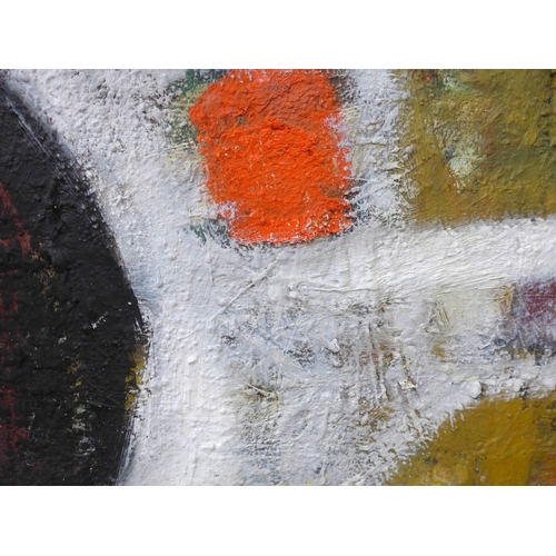 7036 - MARTIN WALTON (1939-2018) A large textured oil on canvas, untitled abstract composition in white wit... 