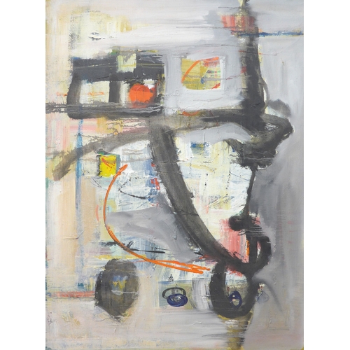 7004 - MARTIN WALTON (1939-2018) A large textured oil on canvas, abstract composition with black and red li... 