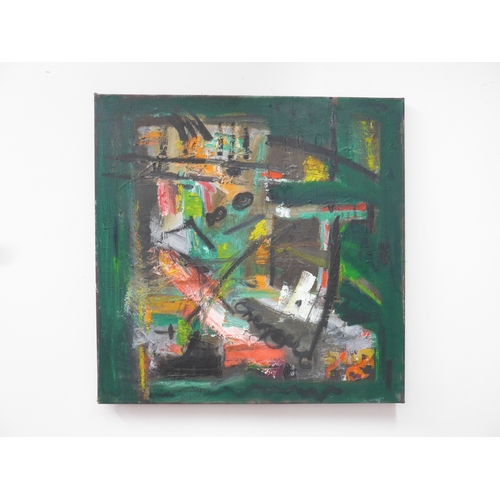 7017 - MARTIN WALTON (1939-2018) A textured oil on canvas, untitled abstract composition in green with flas... 