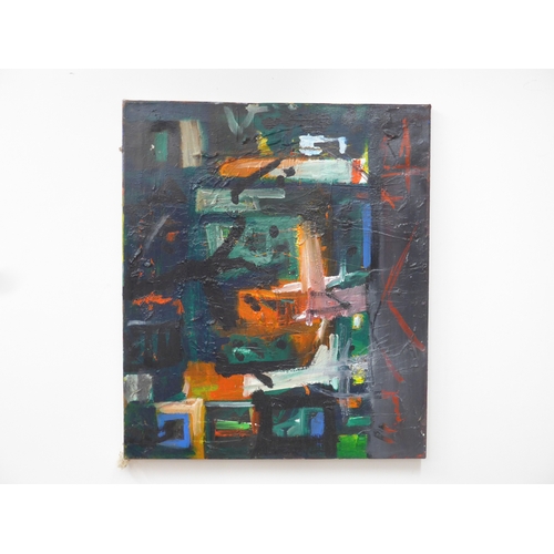 7019 - MARTIN WALTON (1939-2018) A textured oil on canvas, untitled abstract composition with red, pink, or... 