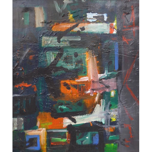 7019 - MARTIN WALTON (1939-2018) A textured oil on canvas, untitled abstract composition with red, pink, or... 