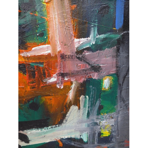 7019 - MARTIN WALTON (1939-2018) A textured oil on canvas, untitled abstract composition with red, pink, or... 