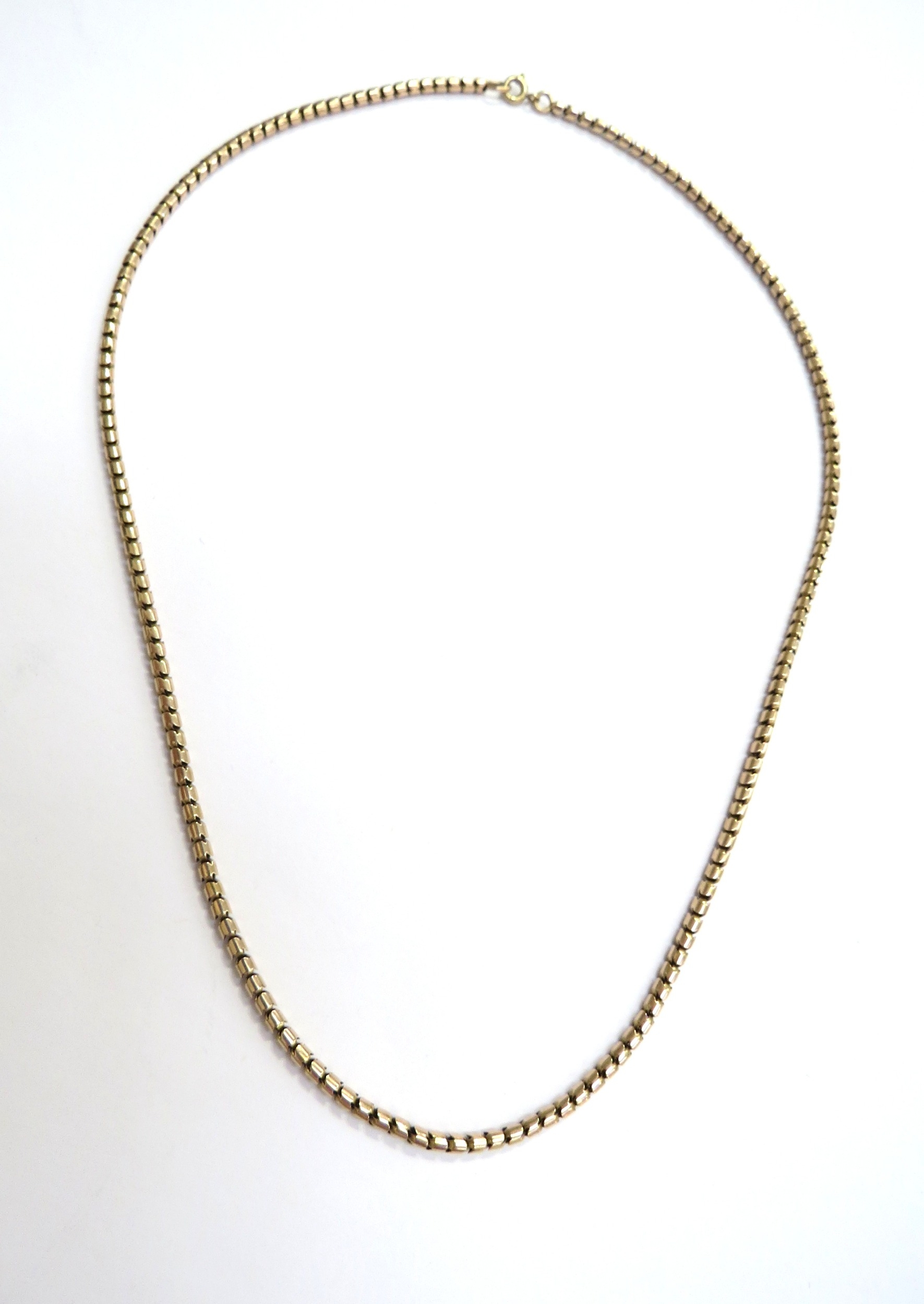 A rose gold necklace probably made from a guard chain, unmarked, 47cm ...