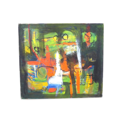 7020 - MARTIN WALTON (1939-2018) A large oil on canvas, untitled abstract composition in multi colours over... 