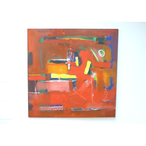 7023 - MARTIN WALTON (1939-2018) A large oil on canvas, untitled abstract composition in yellow, orange and... 