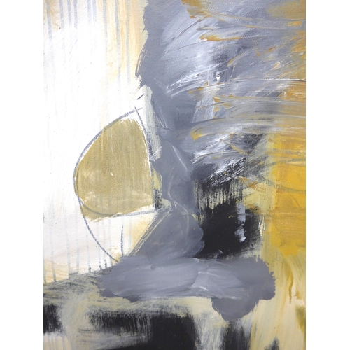 7025 - MARTIN WALTON (1939-2018) A large oil on canvas, untitled abstract composition in grey, ochre, black... 