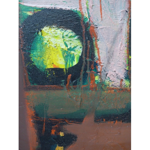 7035 - MARTIN WALTON (1939-2018) A large textured oil on canvas, untitled abstract composition in deep red ... 