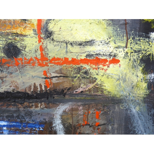 7045A - MARTIN WALTON (1939-2018) A large oil on canvas, untitled abstract composition in multi colours over... 
