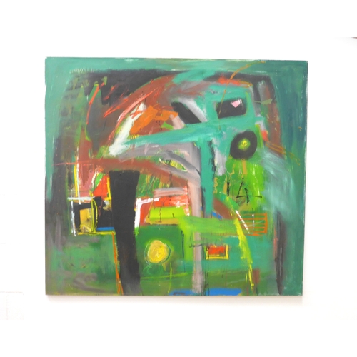 7021 - MARTIN WALTON (1939-2018) A large oil on canvas, untitled abstract composition in multi colours with... 
