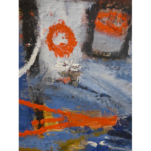 7005 - MARTIN WALTON (1939-2018) A large textured oil on canvas, untitled abstract composition with red, wh... 