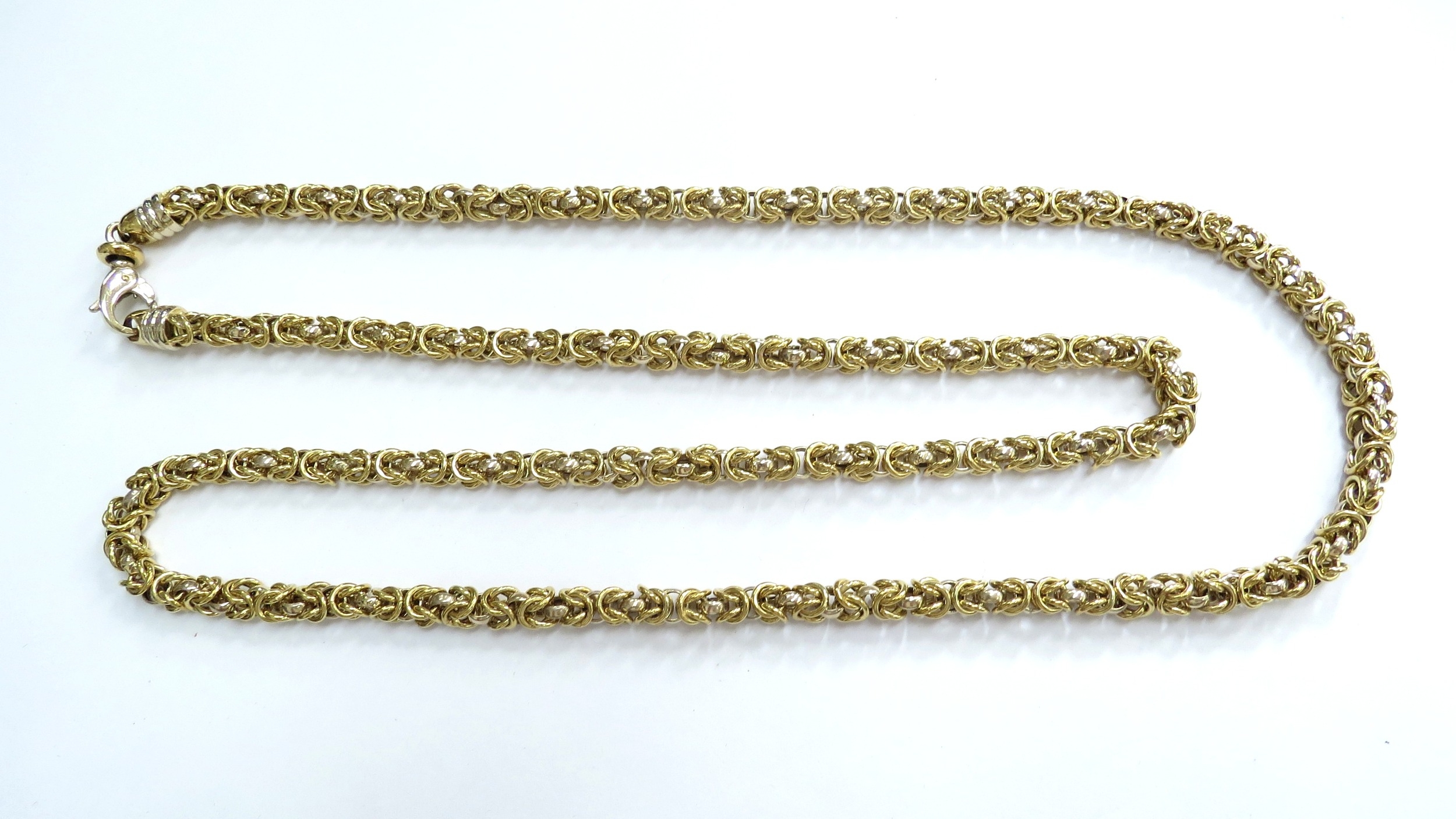 A byzantine gold neck chain, stamped 750, 88cm long, 60g
