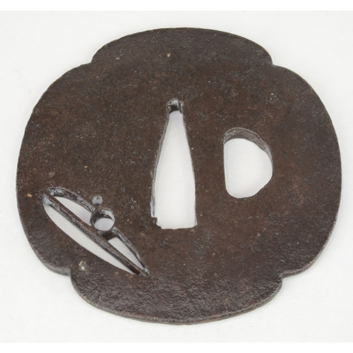 7024 - A group of five iron tsuba, one signed Sadahisa

 Provenance
 Henry Potter Stevens Collection