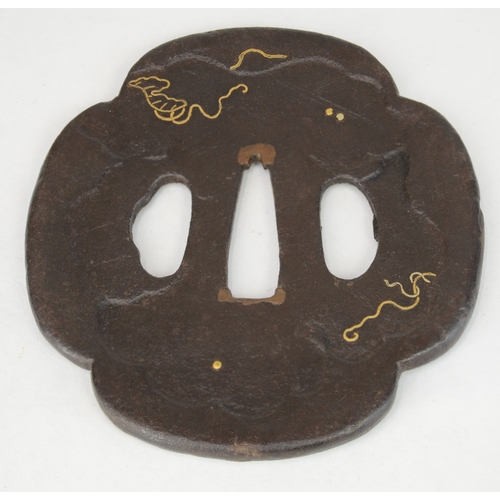 7024 - A group of five iron tsuba, one signed Sadahisa

 Provenance
 Henry Potter Stevens Collection