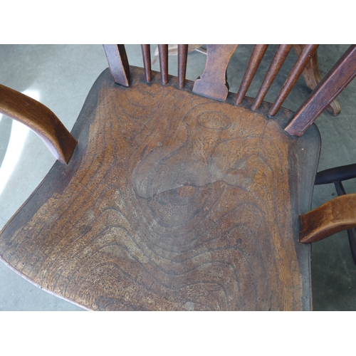 2004 - A pair of early 19th Century ash and elm wheelback armchairs