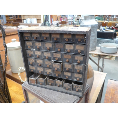 2017 - A bank of small drawers, 28 x 28 x 10cm