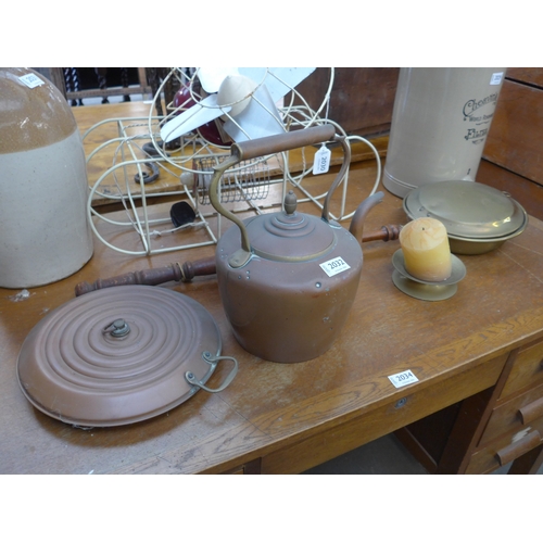 2032 - A selection of copper and brass