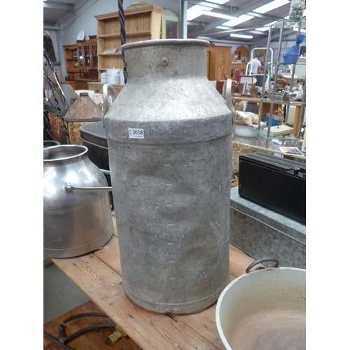 2038 - An aluminium milk churn, no lid