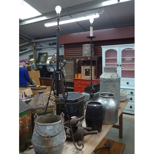 2045 - Two wrought iron lamp stands