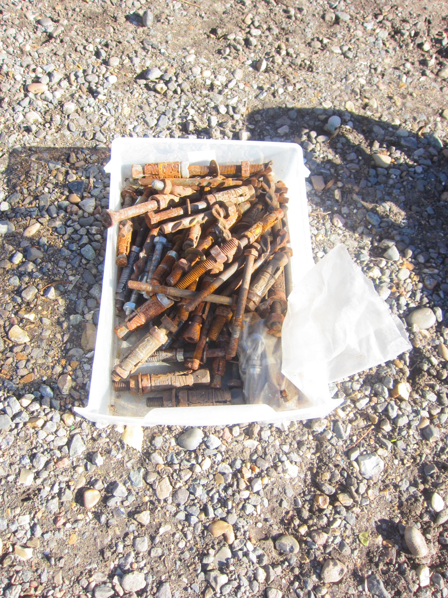 A tray of bolts