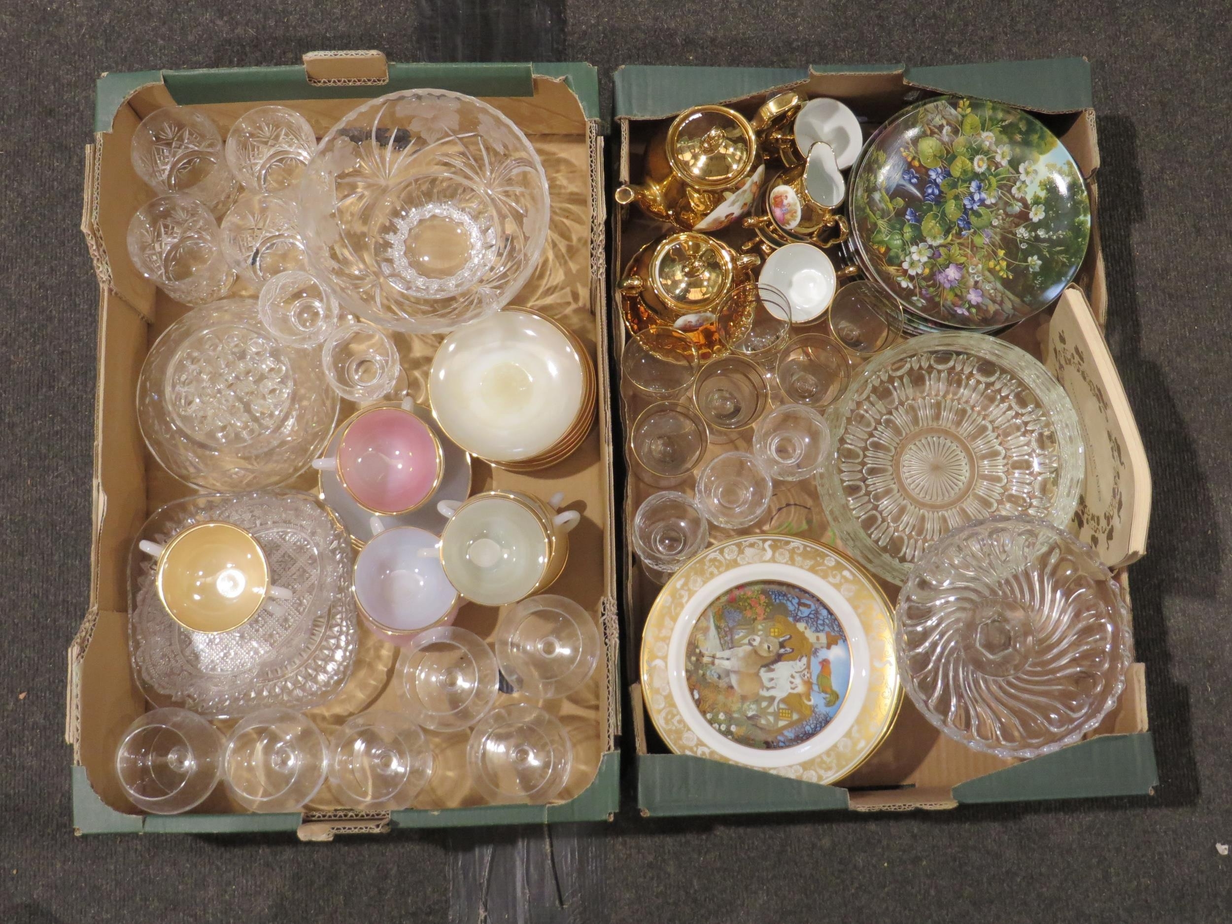 Two boxes containing a quantity of glassware and ceramics including ...