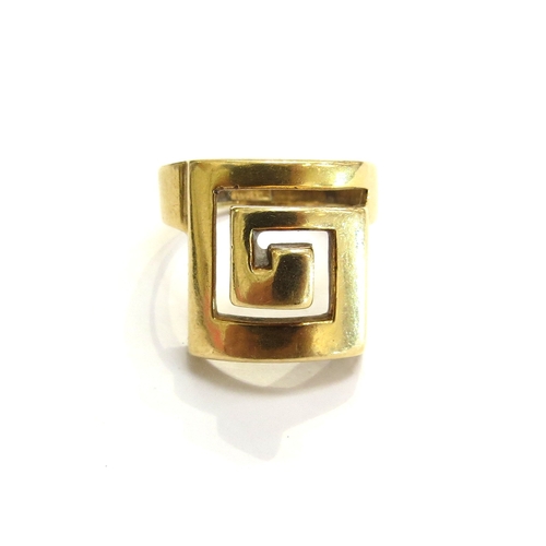 A gold Ilias Lalaounis, Greece ring with Greek key motif. Size O/P, 7.9g