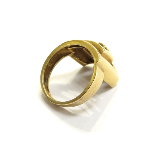 A gold Ilias Lalaounis, Greece ring with Greek key motif. Size O/P, 7.9g