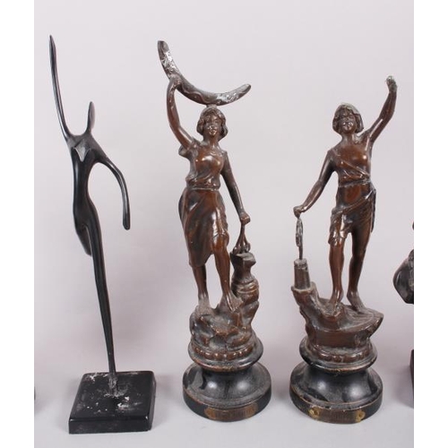 112 - A pair of Spelter figures, 