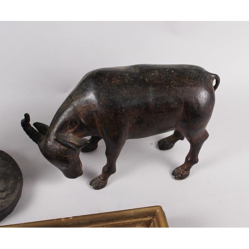 117 - A patinated model of a buffalo, 6 1/2