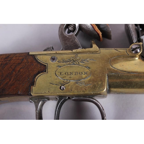 191 - A Georgian brass box lock pocket pistol, by T Ketland & Co, 8 1/8