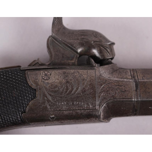 192 - A Georgian pocket pistol, by W Richards London, with octagonal barrel and engine turned grip, 6