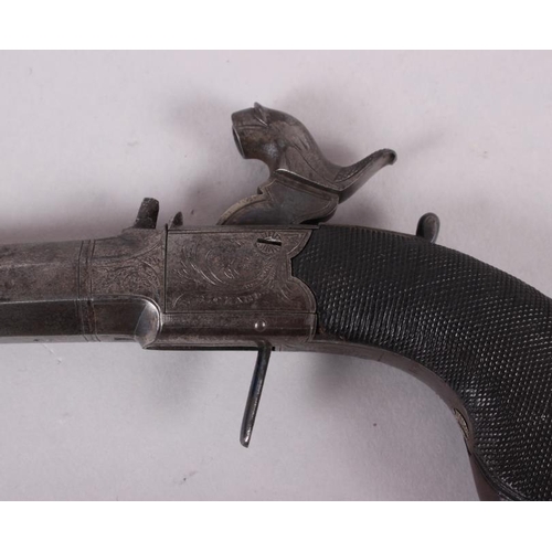 192 - A Georgian pocket pistol, by W Richards London, with octagonal barrel and engine turned grip, 6