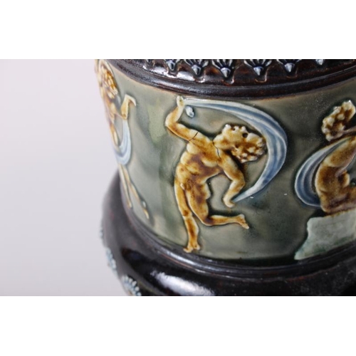 2 - A Doulton Lambeth water filter with relief cherub decoration, 13