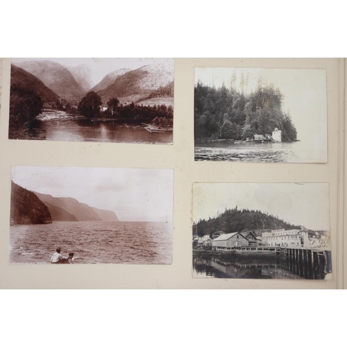 277 - An album of late 19th century black and white photographs views of Canada, inscribed 