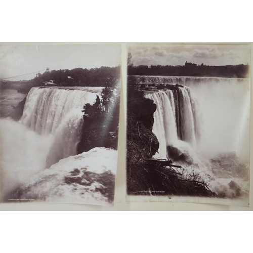 277 - An album of late 19th century black and white photographs views of Canada, inscribed 