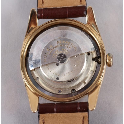 389 - A gentleman's 18ct gold cased Rolex Oyster Perpetual automatic wristwatch with white enamel dial and... 