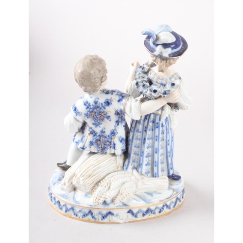 7 - Four 19th century Meissen porcelain figures, tallest 6