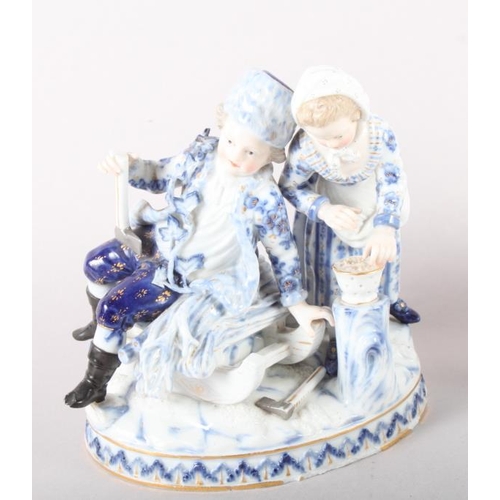 7 - Four 19th century Meissen porcelain figures, tallest 6