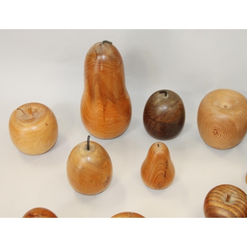 163 - A thuya wood box, a similar ball, a lignum vitae apple and other treen fruit and boxes