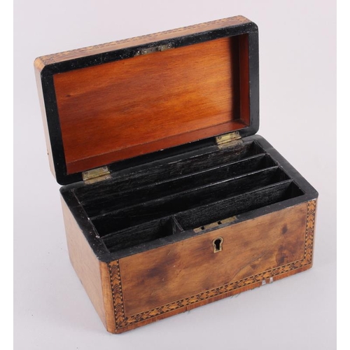 181 - A mahogany and Tunbridge banded stationary box, 10