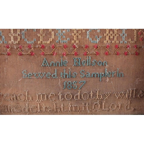 205 - An alphabetical and numerical sampler, by Annie Neilson, 1857, 16 1/2