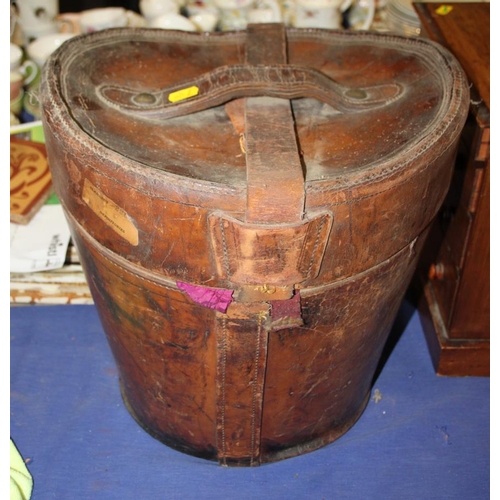 256 - A Victorian leather double hat box, 15