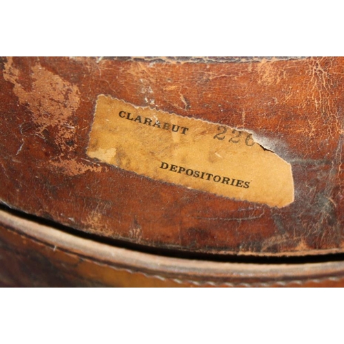 256 - A Victorian leather double hat box, 15