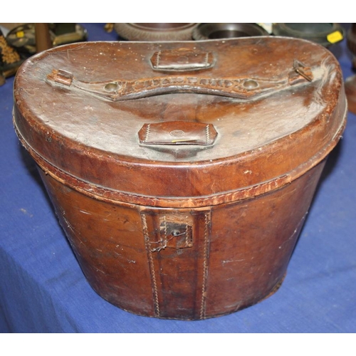 257 - A Victorian leather hat box, 10 1/4