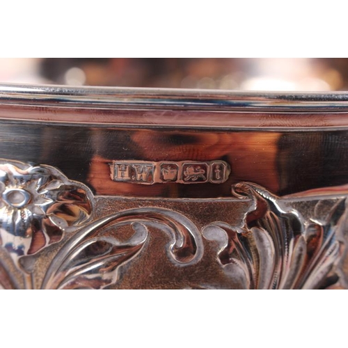 338 - A silver rosebowl with embossed floral decoration, 17.5oz troy approx