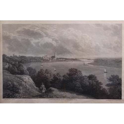 451 - E Novil?: a 19th century watercolour, Whitby, in gilt frame, an 18th century engraving, Chichester, ... 